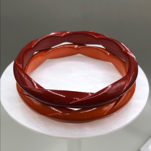 Bundle 10 vintage acrylic skinny slim bangle bracelets stack layer geometric + - Picture 10 of 15